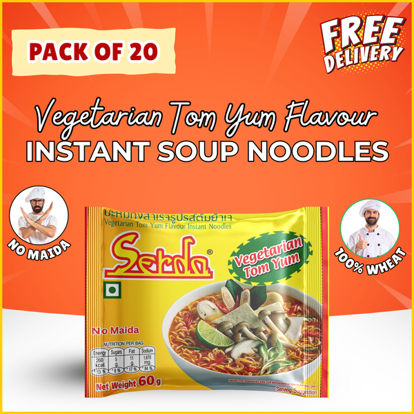 Serda Vegetarian Tom Yum Flavors Instant Soup Noodles | 100% Atta | No Maida | Pack of 20