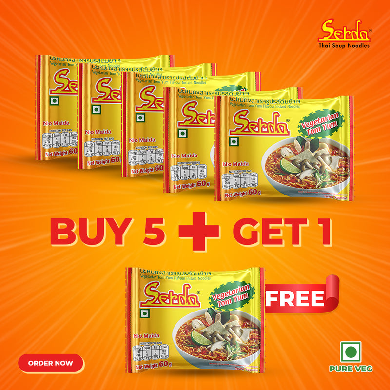 Serda Vegetarian Tom Yum Flavors Instant Soup Noodles Buy 5 Get 1 Free